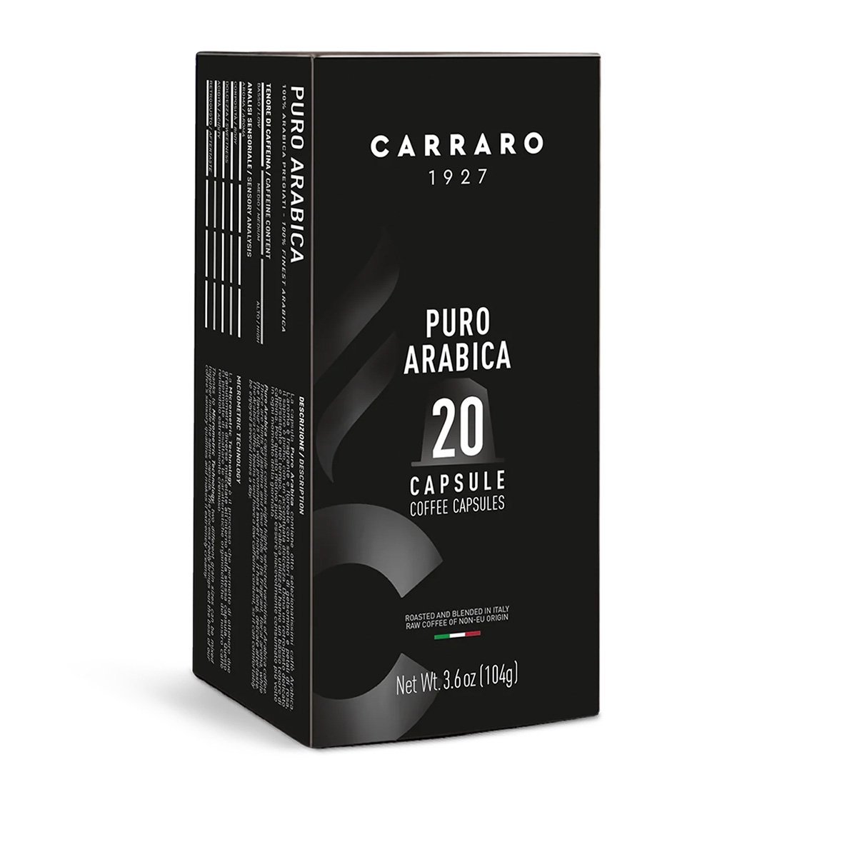 Carraro PURO ARABICA - 20 Capsules - Compatible w/ Nespresso Classic Machines